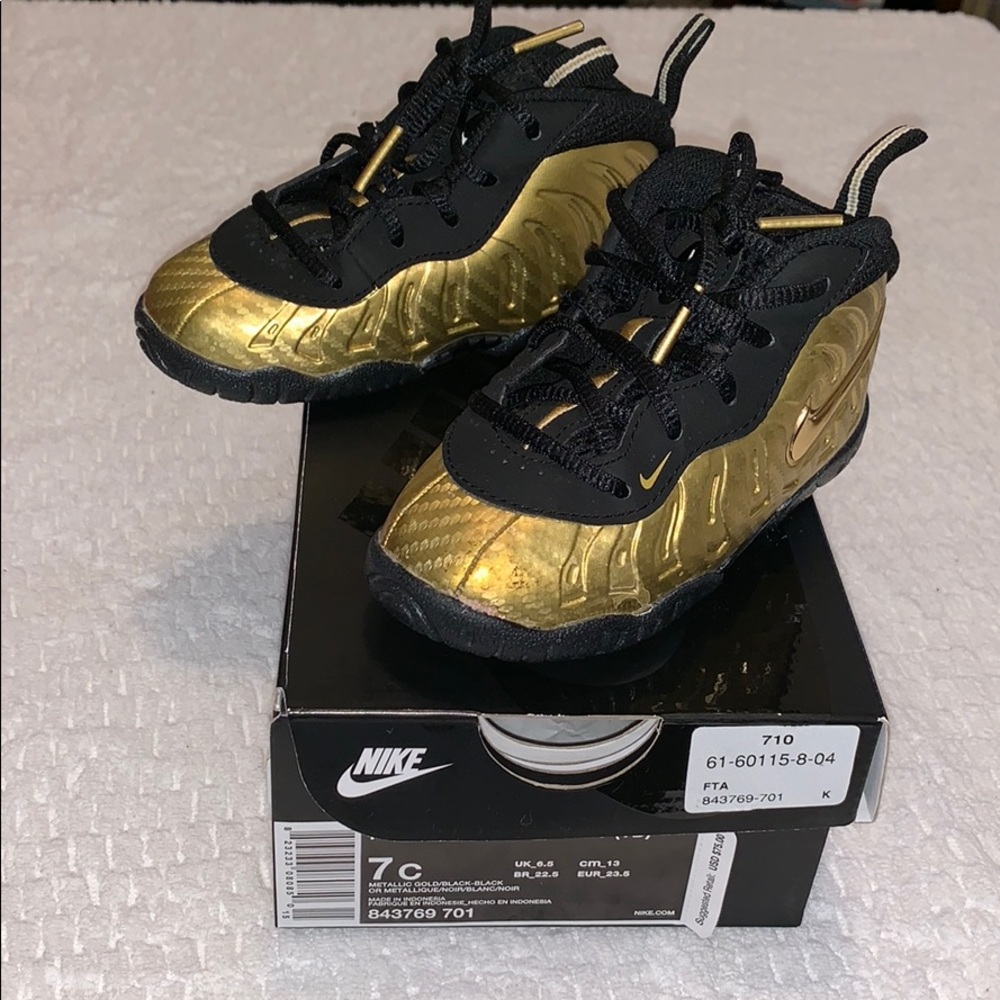 Used Nike Little Posite Pro! Metallic Gold and Blk